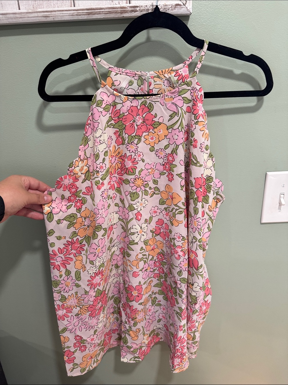 XL Floral high Neck Women's Tank Top - Pink Floral